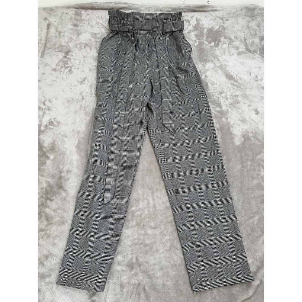 H&M Tie-Waist Dress Pants Women's Size 6 Front Pockets Plaid Pattern New w/ Tags